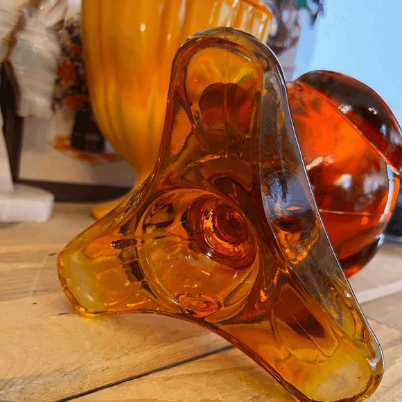 MCM Viking Glass Three Toed Persimmon 31-1/2" Big Fatty Drape Vase DO NOT BUNDLE - Picture 3 of 10